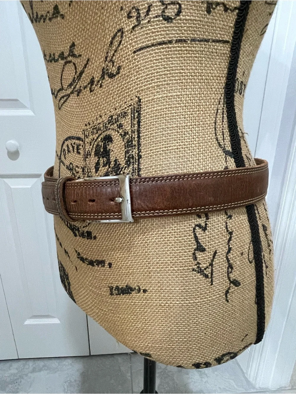 Eddie Bauer Brown Leather Belt with Silver Buckle